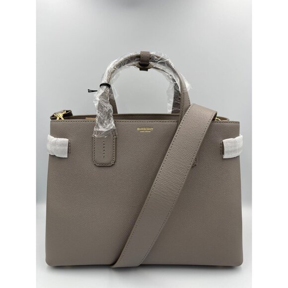 Burberry Medium Banner House Check Derby Leather Tote Shoulder Bag Taupe… - Picture 14 of 16